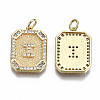 Brass Micro Pave Clear Cubic Zirconia Pendants KK-S356-234I-G-NF-2