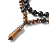 Pointed Natural Tiger Eye Pendant Necklace for Girl Women NJEW-JN03700-1