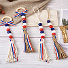 Crafans 4Pcs 2 Style Independence Day Theme Hemp Rope Tassels Pendant Decorations HJEW-CF0001-19-15