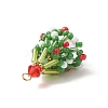 Christmas Theme Glass Seed Beads Pendants PALLOY-TA00027-3