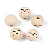 Printed Schima Wood Beads WOOD-T033-02F-1