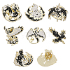 CHGCRAFT 7Pcs 7 Style Dragon & Cat & Bird & Fox Enamel Pin JEWB-CA0001-40-1