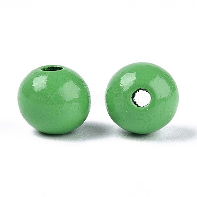 Spray Painted Round Natural Schima Wood Beads WOOD-A018-14mm-08-1
