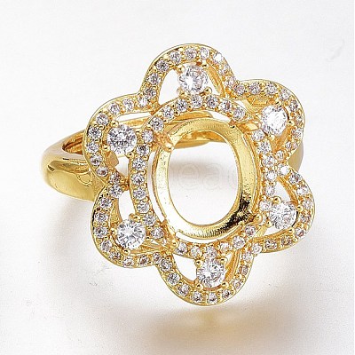 Adjustable Brass Micro Pave Clear Cubic Zirconia Finger Ring Components ZIRC-I049-12G-1