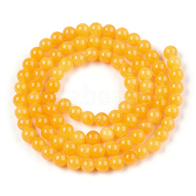 Natural Dyed Yellow Jade Gemstone Bead Strands G-R271-6mm-Y08-1