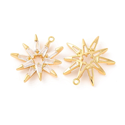 Brass Micro Pave Clear Cubic Zirconia Pendants KK-U017-10A-G-1