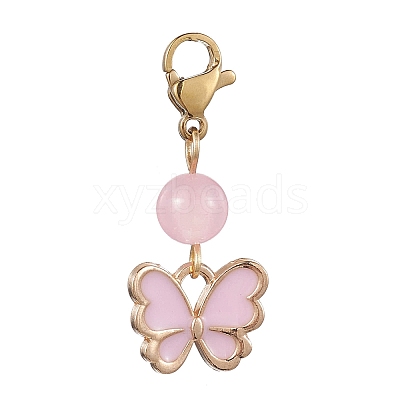 5Pcs 5 Colors Butterfly Alloy Enamel Pendant Decorations HJEW-JM01776-S-1