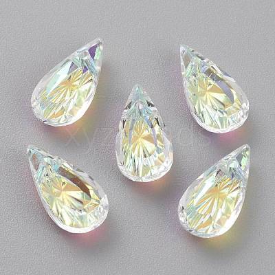 Embossed Glass Rhinestone Pendants GLAA-J101-06A-001AB-1