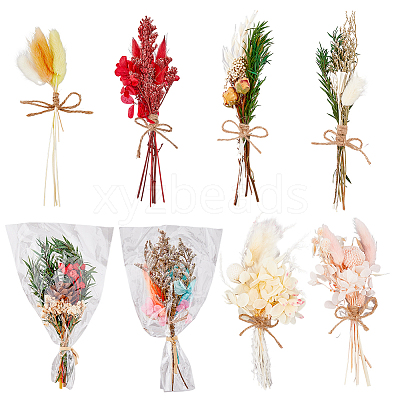8Pcs 8 Style Mini Dried Flower Bouquet AJEW-HY0001-33-1