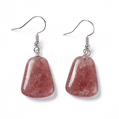Natural Strawberry Quartz  Trapezoid Dangle Earrings EJEW-D188-02P-10-1