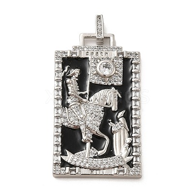 Brass Micro Pave Cubic Zirconia Pendants with Enamel KK-H458-01P-22-1