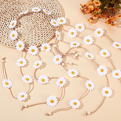 2Pcs 2 Styles Cloth Flower Hippie Headband Floral Crown OHAR-CP0001-18A-1