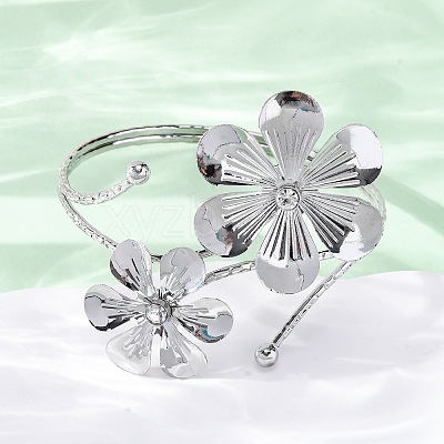 Flower Alloy Arm Cuff Bangles for Girl Women LS-AJEW-A063-01A-P-1