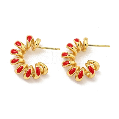 Rack Plating Brass Stud Earrings EJEW-C102-41G-01-1