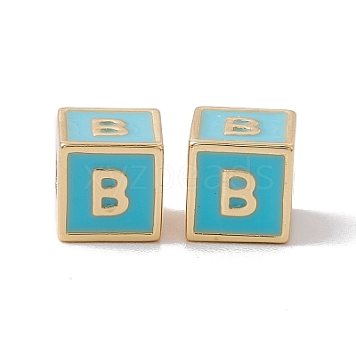 Rack Plating Brass Enamel Beads KK-B060-04G-06B-1