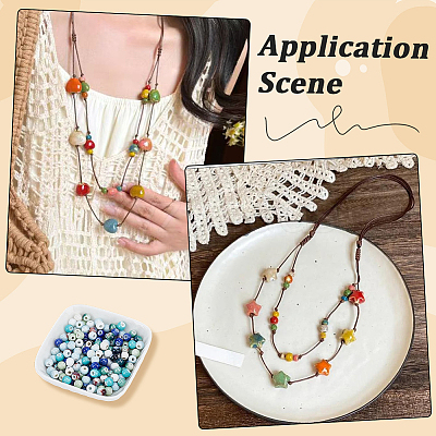 200Pcs 10 Colors Handmade Porcelain Beads PORC-PA0001-39-1