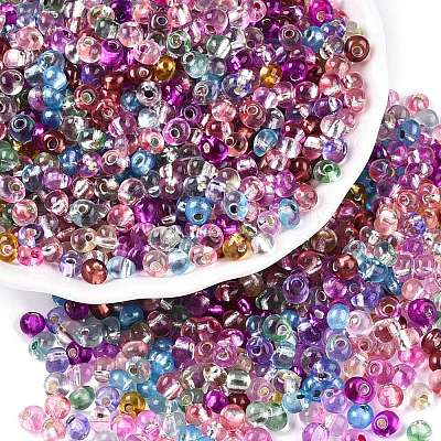 6/0 Baking Paint Transparent Fringe Glass Seed Beads SEED-N006-06-1