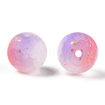 Frosted Baking Paint Crackle Glass Beads with Glitter Powder DGLA-T004-01D-1