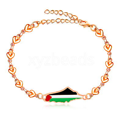 Palestine Map 304 Stainless Steel Enamel Link Bracelets FS-WGEA228-09-1