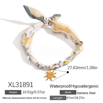 304 Stainless Steel Pendant Printed Scarf Necklaces FS-WGD2FA8-01-1