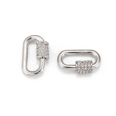 Brass Micro Pave Cubic Zirconia Screw Carabiner Lock Charms X-ZIRC-G160-22P-1