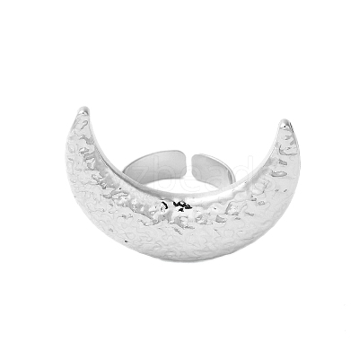 Textured Moon Alloy Open Cuff Rings RJEW-U006-03P-1
