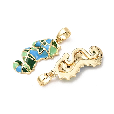 Sea Animals Brass Enamel Pendants KK-F917-01B-02-1