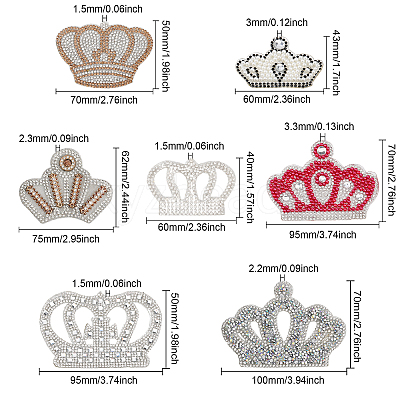 13Pcs 13 Style Crown Shape Hotfix Rhinestone DIY-CA0005-48-1