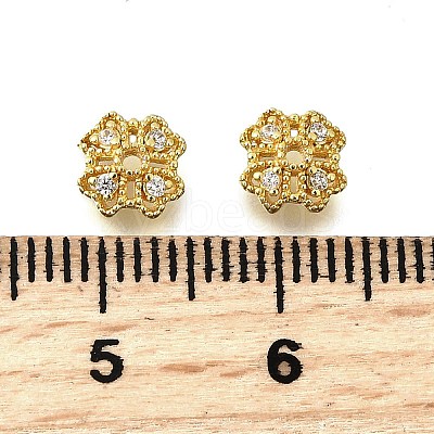 Flower Brass Micro Pave Cubic Zirconia Bead Caps KK-K300-01F-G-1