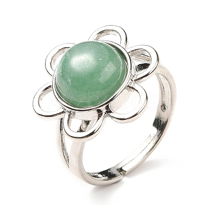 Natural Green Aventurine Adjustable Rings RJEW-P043-01P-17-1
