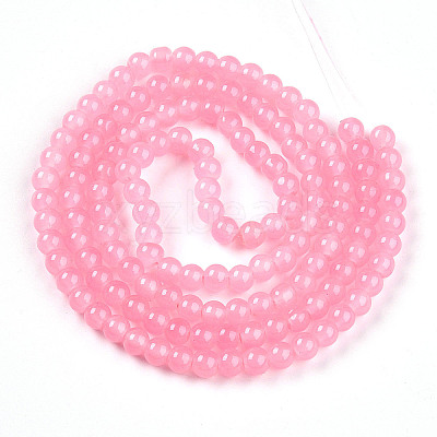 Baking Paint Imitation Jade Glass Round Bead Strands X-DGLA-Q021-6mm-03-1