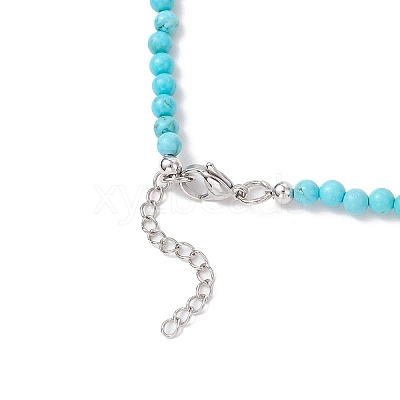 5Pcs Natural & Synthetic Round Gemstone and Skull Synthetic Turquoise Bead Necklaces NJEW-JN05391-1