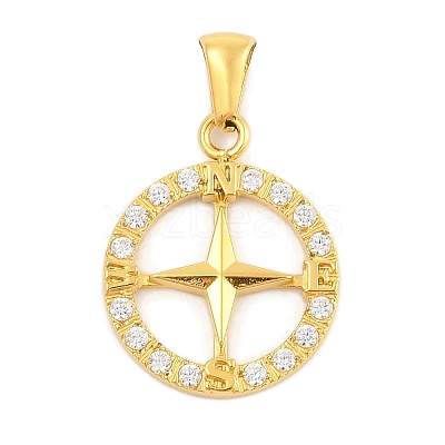 Ion Plating(IP) 304 Stainless Steel Micro Pave Cubic Zirconia Pendants STAS-D112-03G-01-1