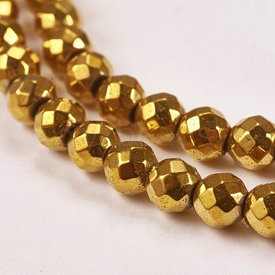 Electroplate Non-magnetic Synthetic Hematite Beads Strands G-J169B-4mm-04-1