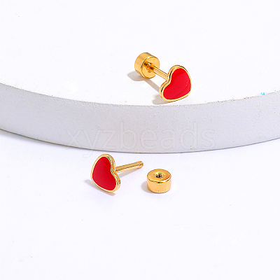 201 Stainless Steel Heart Screw Stud Earrings CN3729-3-1