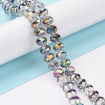 Transparent Electroplate Glass Beads Strands GLAA-F122-04G-1