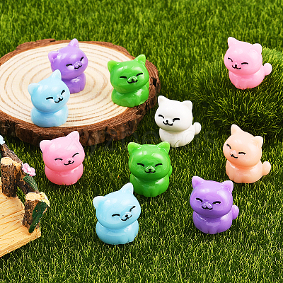 24Pcs 6 Colors Plastic Cat Shape Display Decorations DJEW-SP0001-14-1