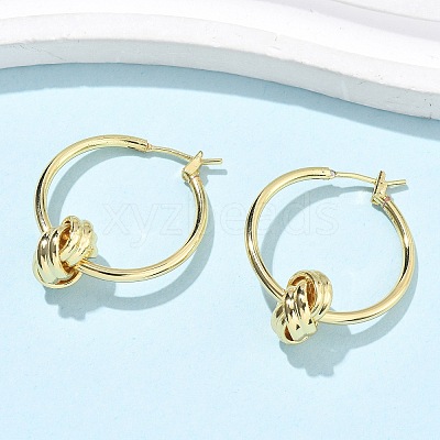 Brass Twist Hoop Earrings for Women EJEW-L297-01A-G-1