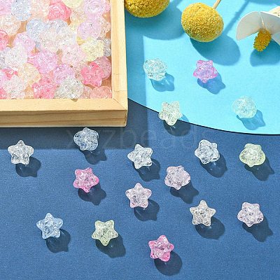 Transparent Crackle Acrylic Beads CACR-YW0001-08-1