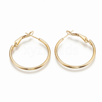 304 Stainless Steel Hoop Earrings X-STAS-S078-08-40mm-1