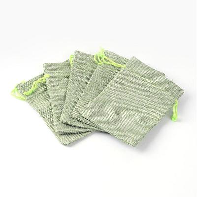 Polyester Imitation Burlap Packing Pouches Drawstring Bags ABAG-R005-9x12-02-1