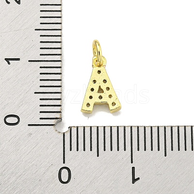 Letter Brass Micro Pave Clear Cubic Zirconia Pendants KK-K354-06G-A-1