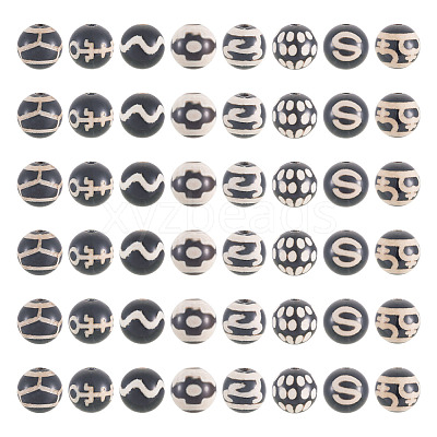 48Pcs 8 Styles Tibetan Style dZi Beads G-TA0003-33-1