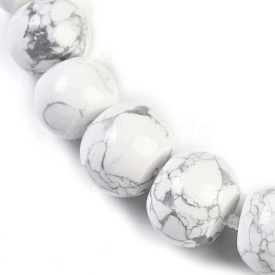Natural Howlite Rondelle Graduated Beaded Necklaces for Women Men NJEW-K388-02O-1