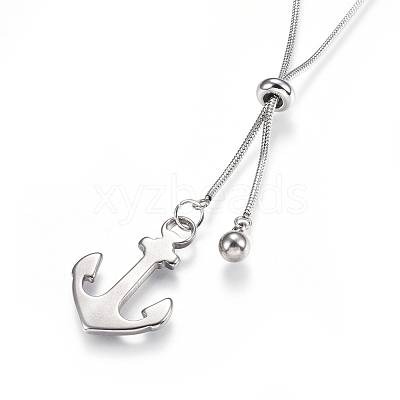 Non-Tarnish Adjustable 304 Stainless Steel Lariat Necklaces NJEW-F252-A05-1