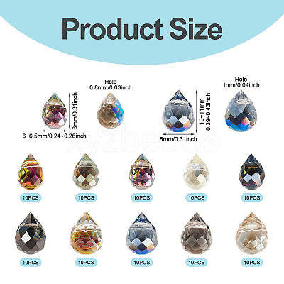100Pcs 2 Styles Transparent Electroplate Glass Beads EGLA-TA0013-45-1