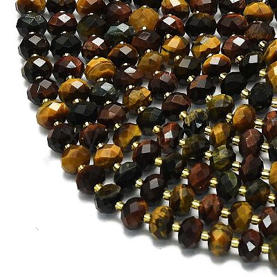 3-Color Dyed Natural Tiger Eye Beads Strands G-P573-A36-01-1