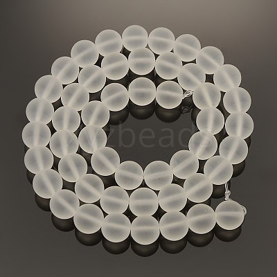 Frosted Transparent Round Glass Beads Strands FGLA-P002-8mm-03-1