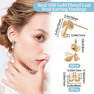 20Pcs Brass Stud Earring Findings KK-BBC0007-10-1