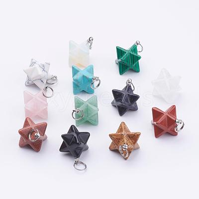 Natural & Synthetic Mixed Stone Pendants G-E398-02A-1